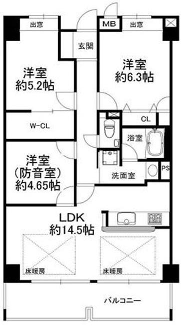 ジークレフ六甲の丘(3LDK/6階)の間取り写真
