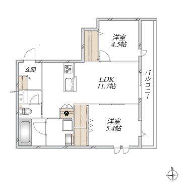 オカバ八王子堀之内ヘーベルメゾン(2LDK/4階)の間取り写真