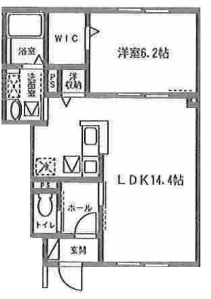 コンフォートグレイスC(1LDK/1階)の間取り写真