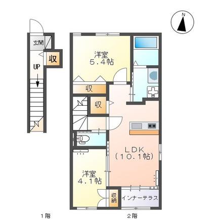 スミレテラス(2LDK/2階)の間取り写真