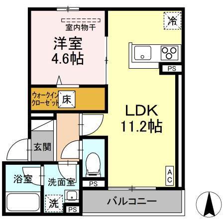 ラフィネ西桜町(1LDK/1階)の間取り写真