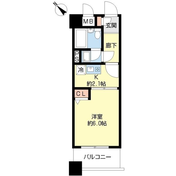 ライオンズマンション新潟古町(1K/7階)の間取り写真