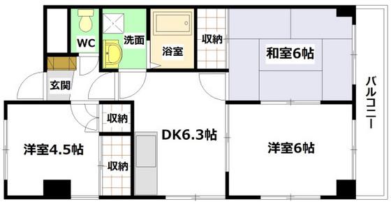 エムズハウス(3DK/1階)の間取り写真