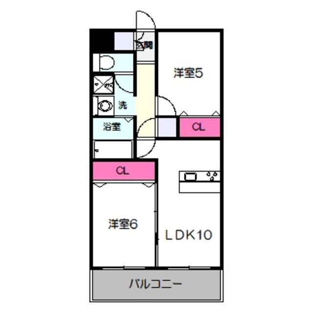 ヴィハーラ仲本(2LDK/2階)の間取り写真