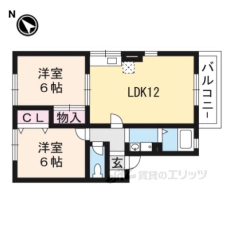 エミナ・コレージュA(2LDK/2階)の間取り写真