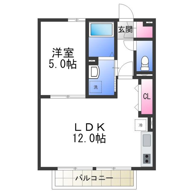 シャルトボナール(1LDK/2階)の間取り写真