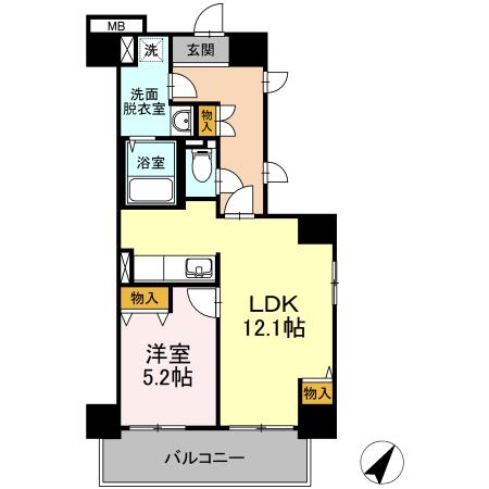 ワイズエメリールU(1LDK/4階)の間取り写真
