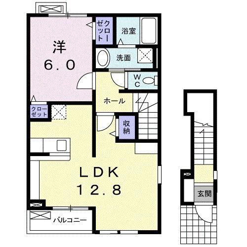 エレガント・ハウス K.A(1LDK/2階)の間取り写真