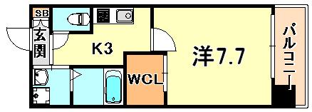 エストーネハーバーランド(1K/12階)の間取り写真