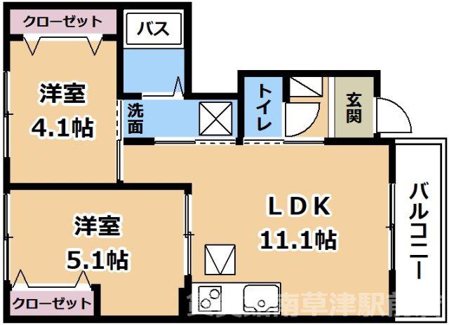 ラ・ルーチェ(2LDK/1階)の間取り写真