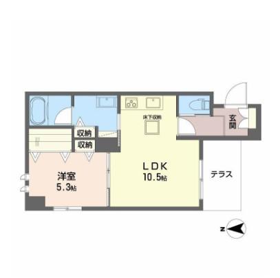 ラナ フェリーチェ桂(1LDK/1階)の間取り写真
