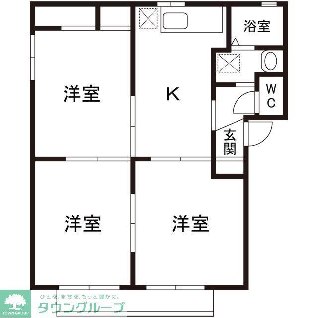 サンヒルズ A棟(3DK/1階)の間取り写真