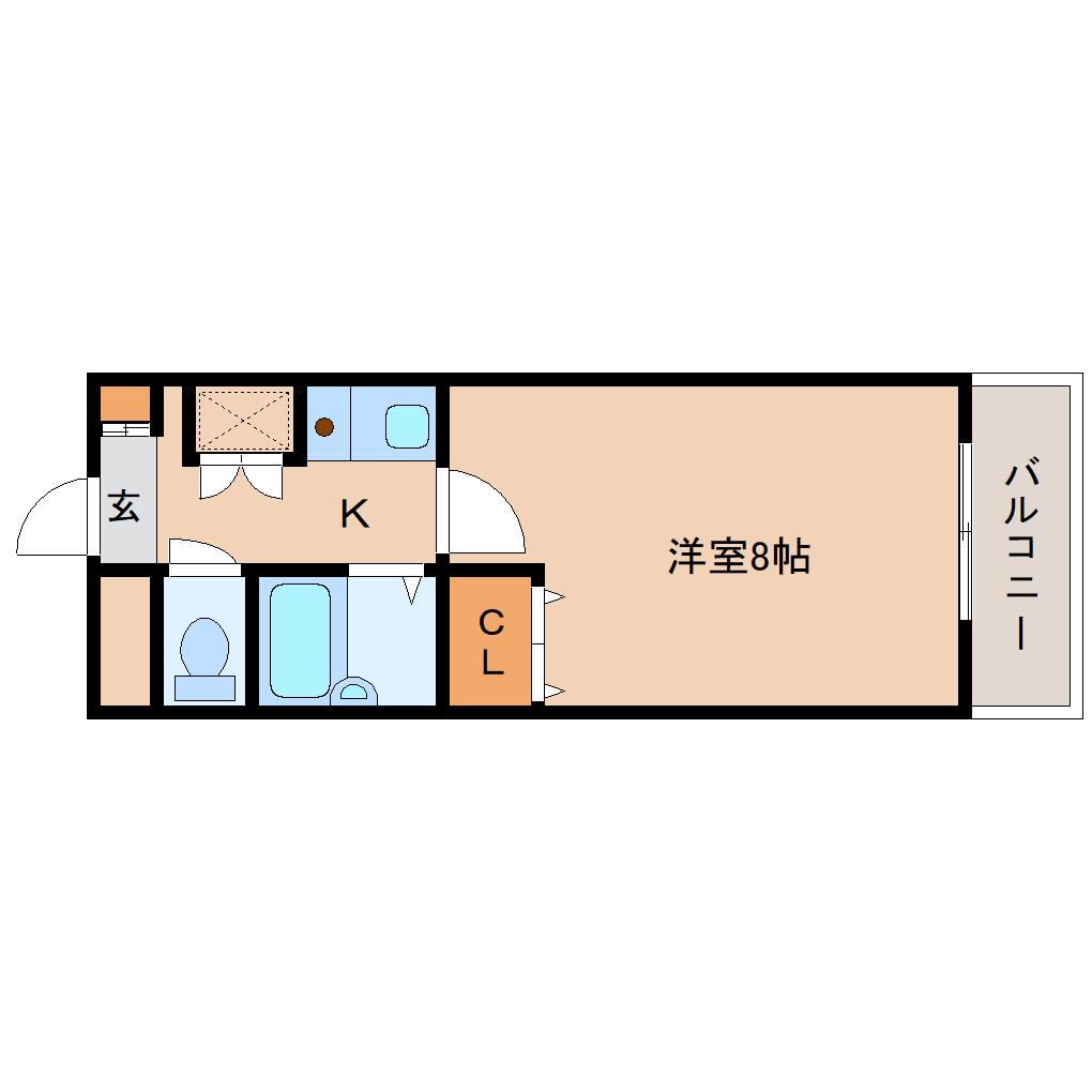プランドール三条(1K/4階)の間取り写真