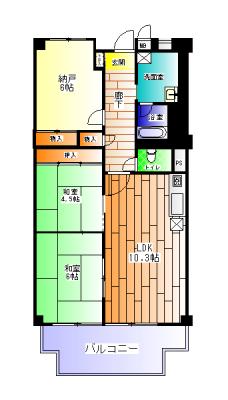 高取台サンハイツ(2SLDK/4階)の間取り写真