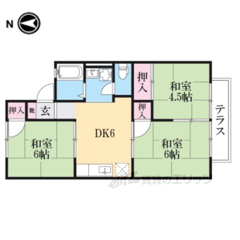 ファミール栄B(3DK/1階)の間取り写真