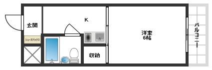 パステオ高槻(1K/2階)の間取り写真