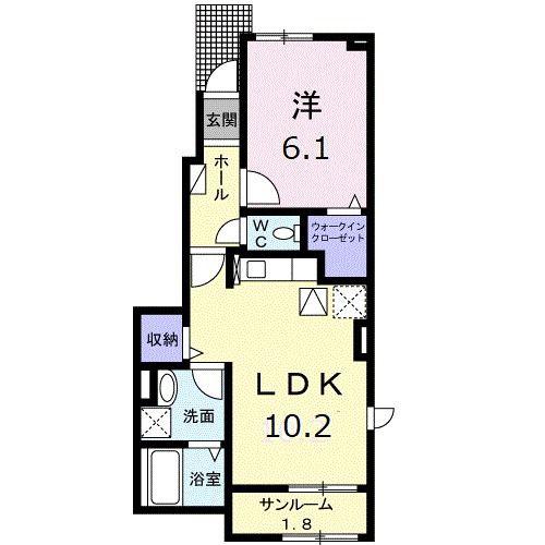 サンライズD(1LDK/1階)の間取り写真