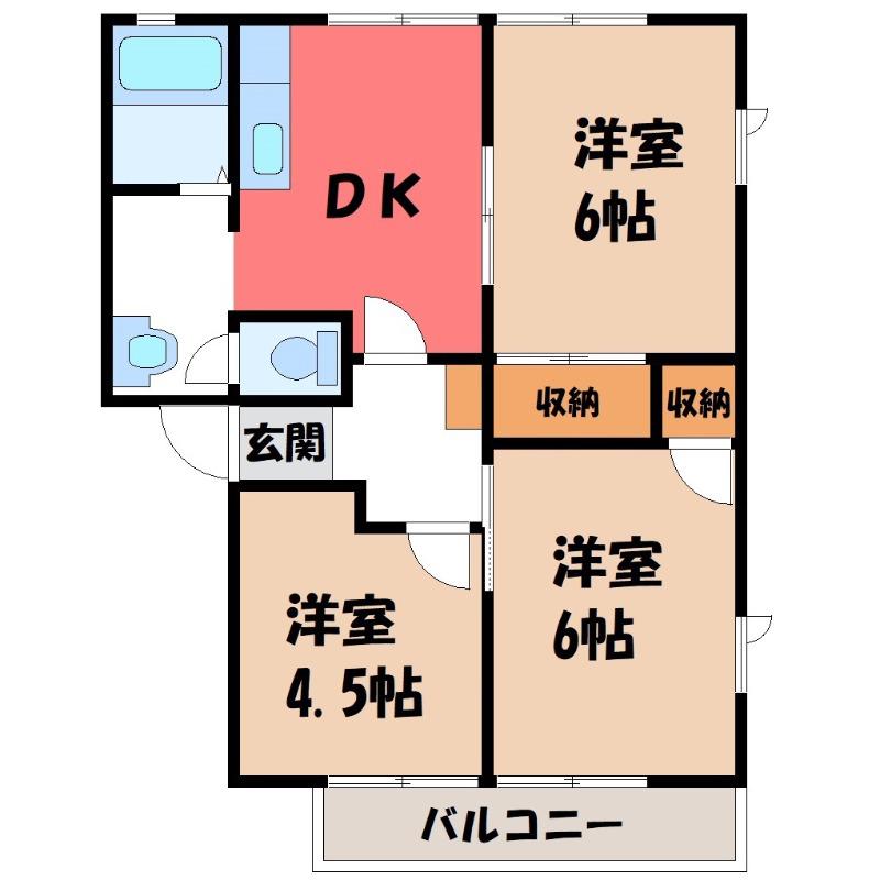 フォレストヴィラA(3DK/1階)の間取り写真