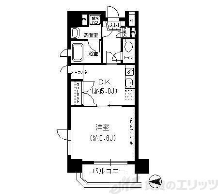 天満泉マンション(1DK/5階)の間取り写真