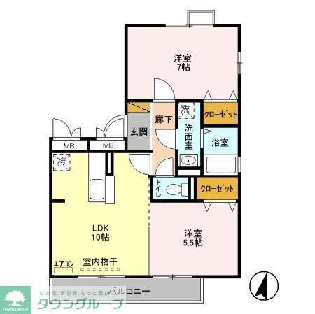 サンセゾンナツキ(2LDK/3階)の間取り写真
