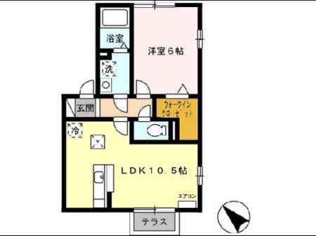 メゾンピコB(1LDK/1階)の間取り写真