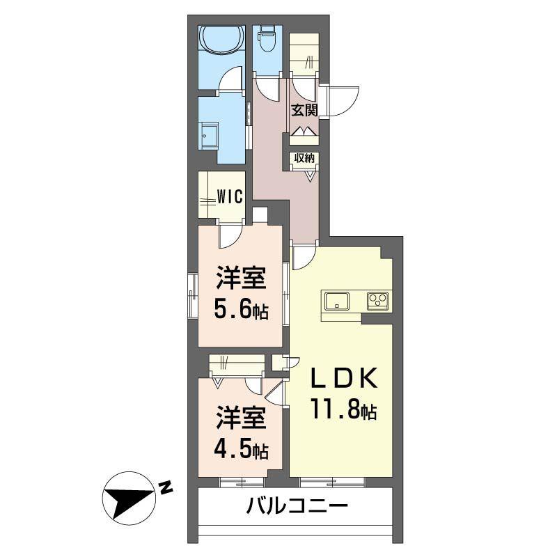 コートブランシュ湘南鵠沼(2LDK/3階)の間取り写真