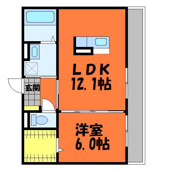 ブルーミア(1LDK/2階)の間取り写真