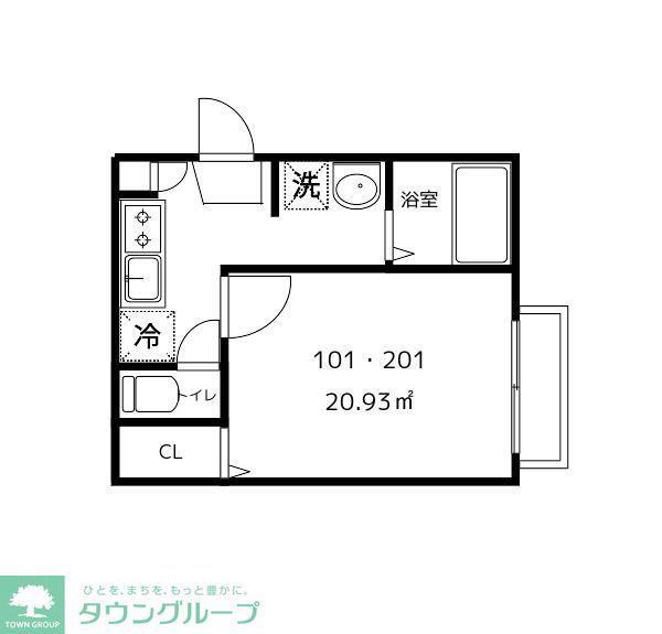 LARIA OMIYA(1K/1階)の間取り写真