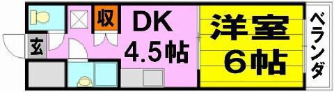 リアライズ蛍池(1DK/3階)の間取り写真
