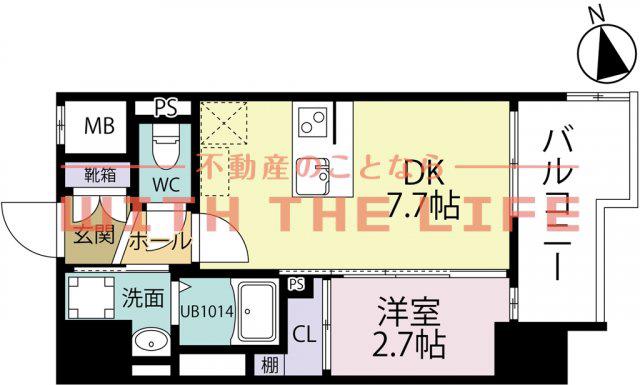 RESIDENCE花畑(1DK/10階)の間取り写真