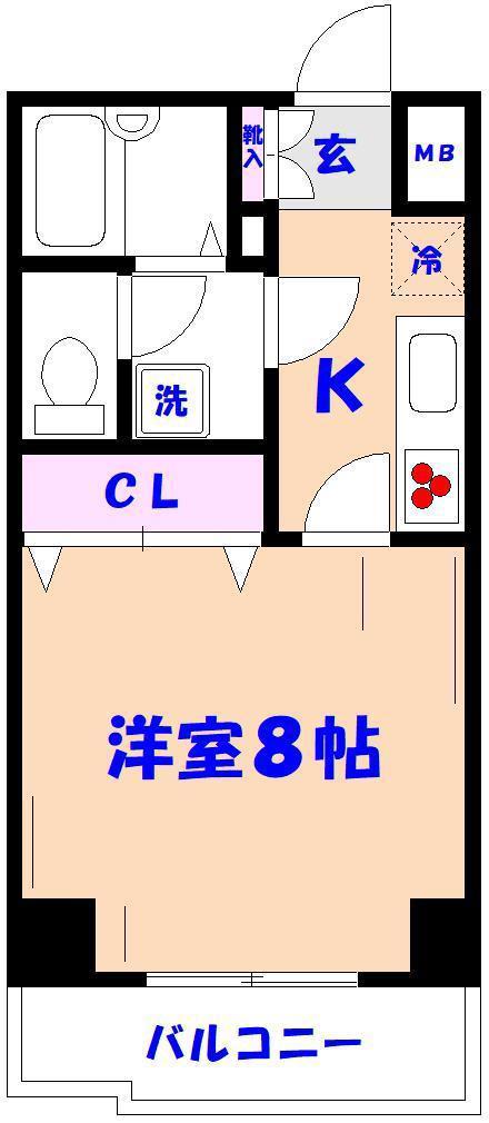 アグレ本八幡(1K/5階)の間取り写真