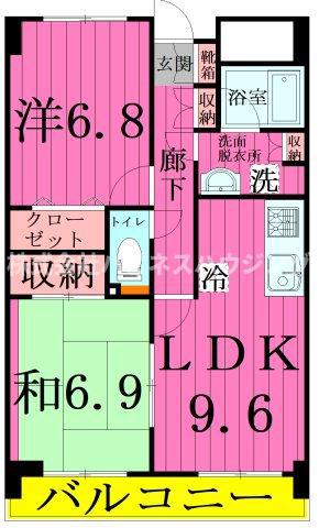 INSURANCE BLDG.XIX(2LDK/9階)の間取り写真