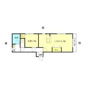 アンビエンス(1LDK/2階)の間取り写真