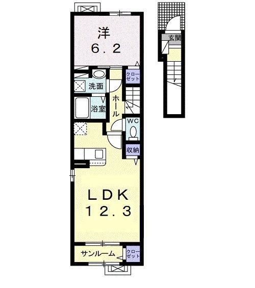 メゾン ド ユタイ I(1LDK/2階)の間取り写真