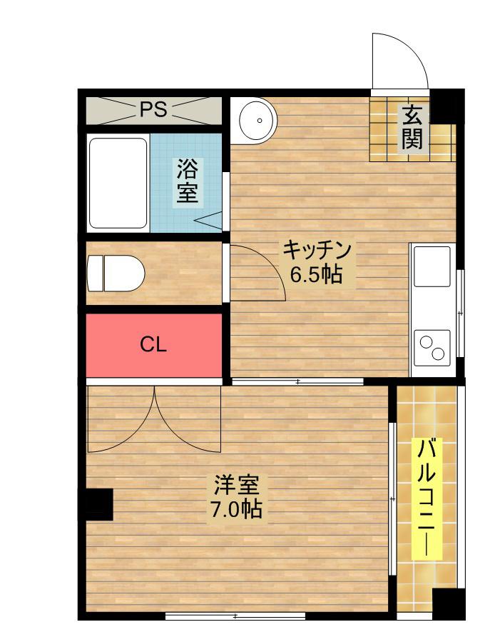 浪華園ハイツ(1DK/4階)の間取り写真
