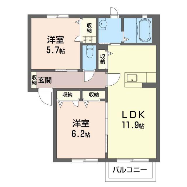 スカイクローバー(2LDK/2階)の間取り写真