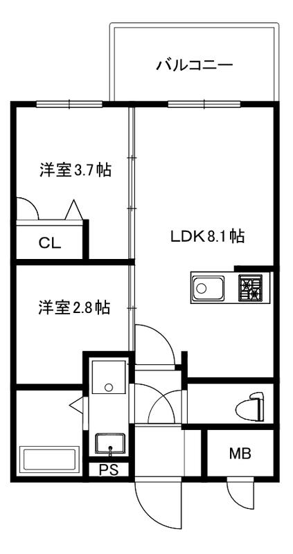 MODERN PALAZZO平尾PATH(2LDK/4階)の間取り写真