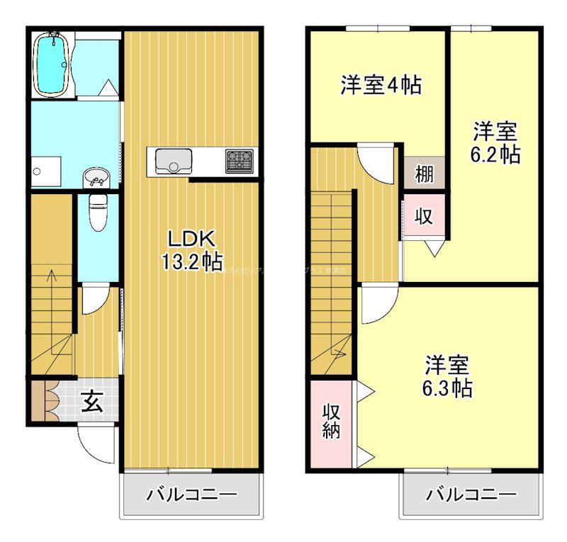 メゾン ド ロジェ(3LDK/1階)の間取り写真