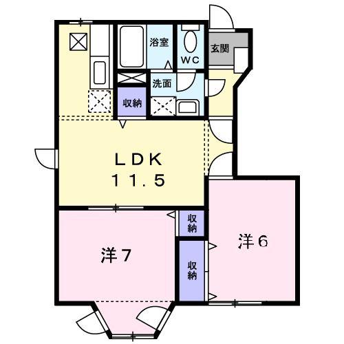 グリシーヌイースト(2LDK/1階)の間取り写真