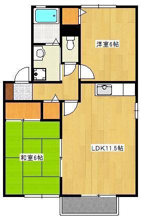 クロノス27飛田A・B(2LDK/1階)の間取り写真