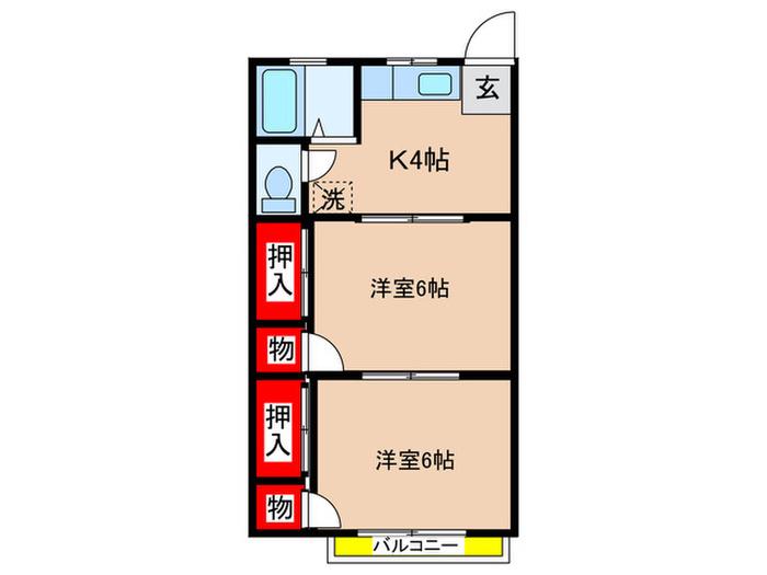 岩沢ビル(2K/3階)の間取り写真