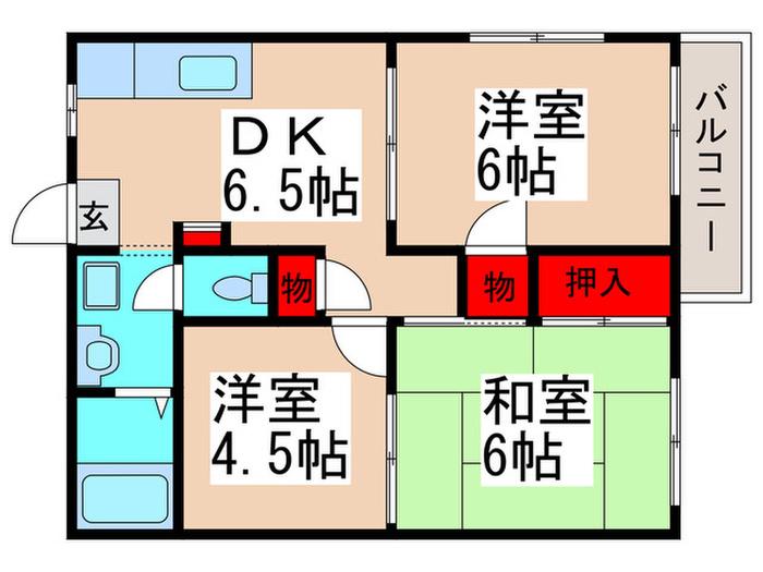 エクレール(3DK/1階)の間取り写真