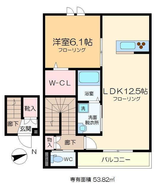 トーヨーメゾン中央B(1LDK/2階)の間取り写真