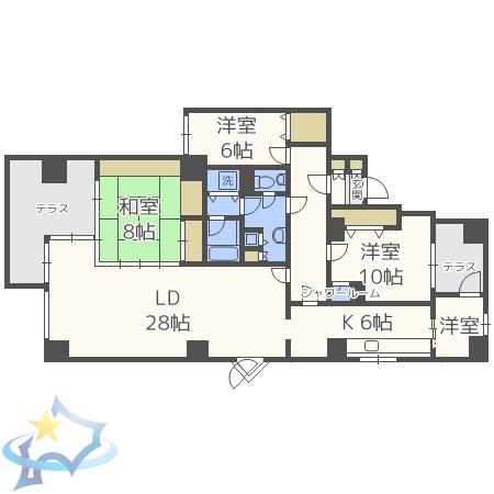 エルミタージュユリ(3LDK/5階)の間取り写真