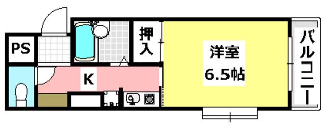 グランディール茨木(1K/3階)の間取り写真
