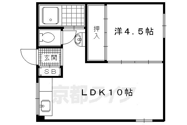 ニュー北山ビル(1LDK/3階)の間取り写真