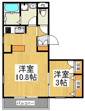 MAISON さいわい(1LDK/2階)の間取り写真
