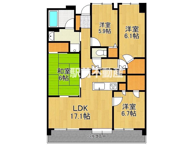 エバーライフ佐賀城内(4LDK/8階)の間取り写真