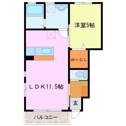 クオーレ(1LDK/1階)の間取り写真