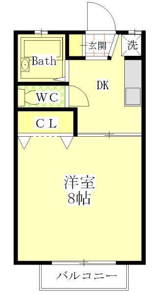 クレアコートB(1SK/2階)の間取り写真